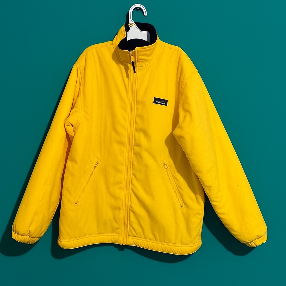 VTG L.L. Bean Warm-up Jacket W Large Vibrant butter Yellow Jacket Fleece lined